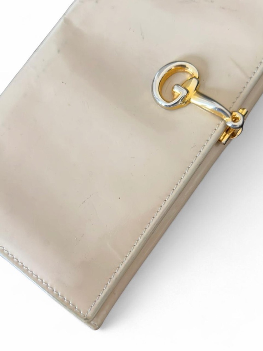 GUCCI vintage Horseshoe Clip Leather Long Bifold Wallet